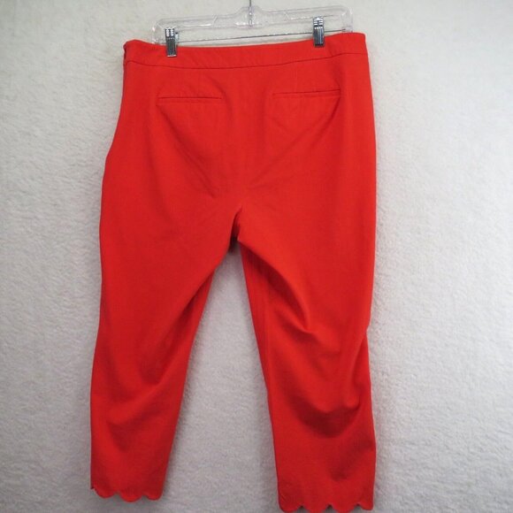Talbots Pants Womens Size 12 Petite Chatham Crop Red Side Zip Scallop Ankle Hem - Picture 2 of 10